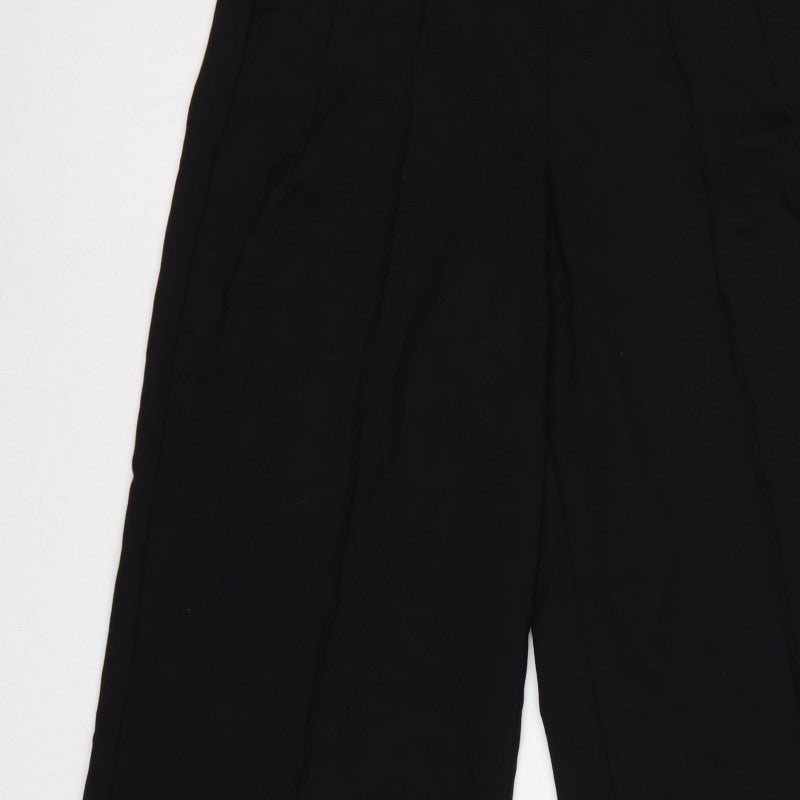 Next Women Black UK 16L Tall Wide-Leg Stretch Dress Trousers