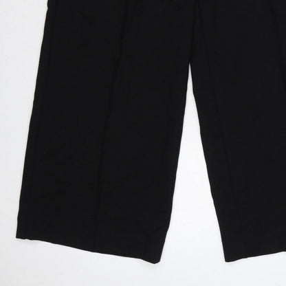 Next Women Black UK 16L Tall Wide-Leg Stretch Dress Trousers