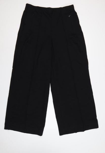 Next Women Black UK 16L Tall Wide-Leg Stretch Dress Trousers