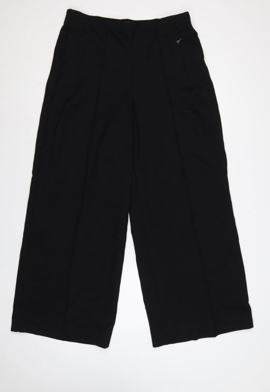Next Women Black UK 16L Tall Wide-Leg Stretch Dress Trousers