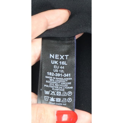 Next Women Black UK 16L Tall Wide-Leg Stretch Dress Trousers