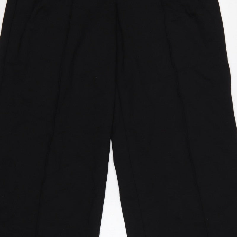 Next Women Black UK 16L Tall Wide-Leg Stretch Dress Trousers