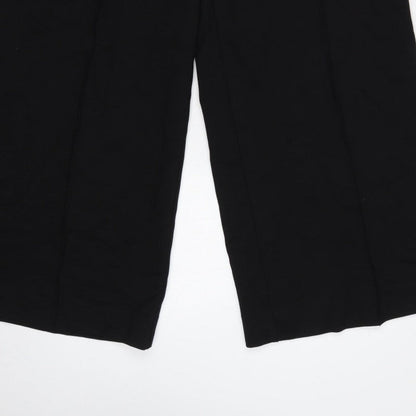 Next Women Black UK 16L Tall Wide-Leg Stretch Dress Trousers