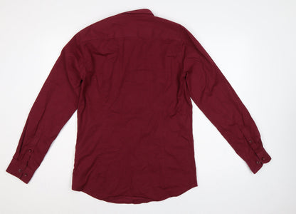 Hugo Boss Men’s Red M Slim Fit Stretch Cotton Button-Up Shirt