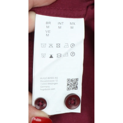 Hugo Boss Men’s Red M Slim Fit Stretch Cotton Button-Up Shirt