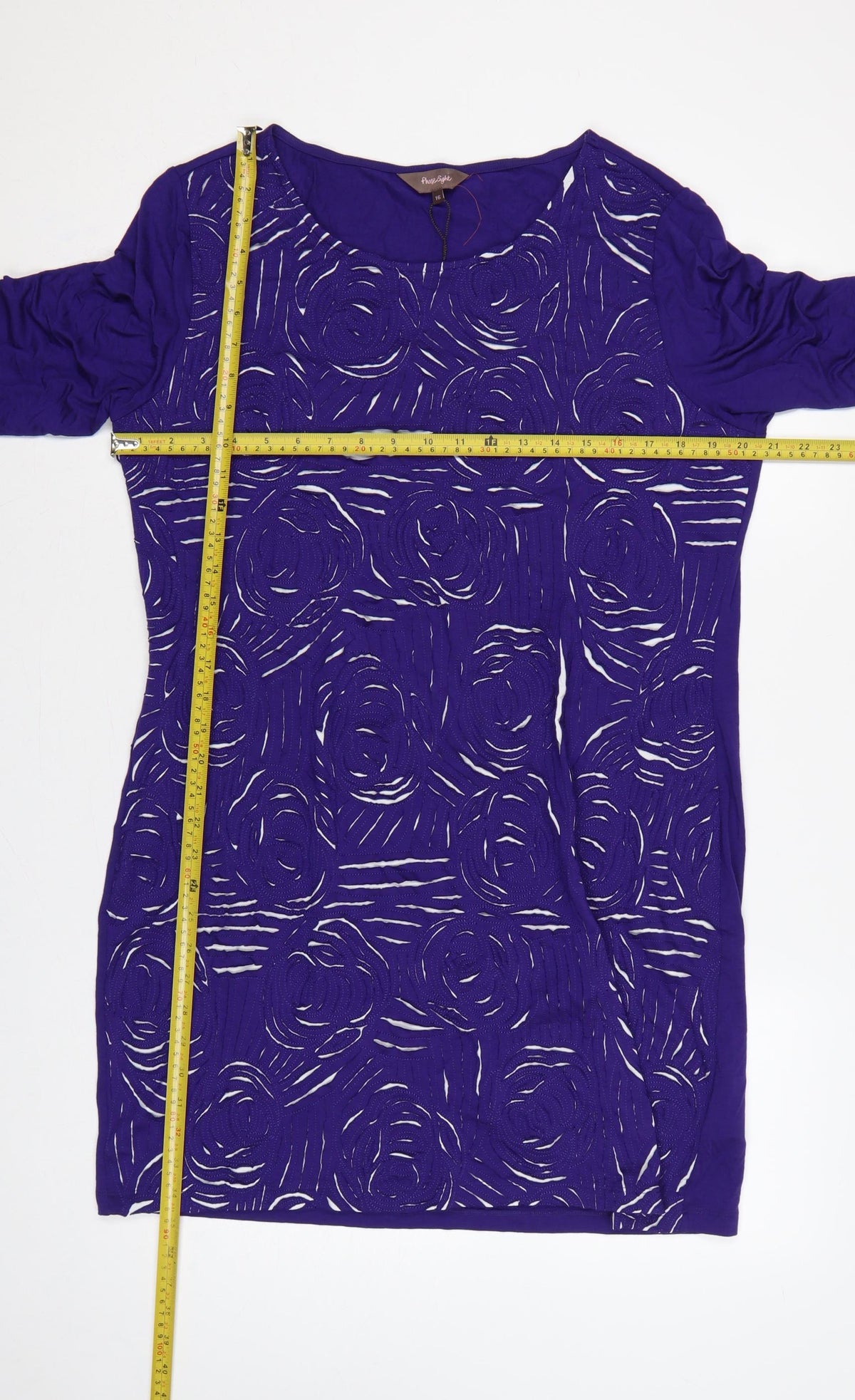 Phase Eight Women Purple UK 16 Knee Length Shift Floral 3/4 Sleeve Dress