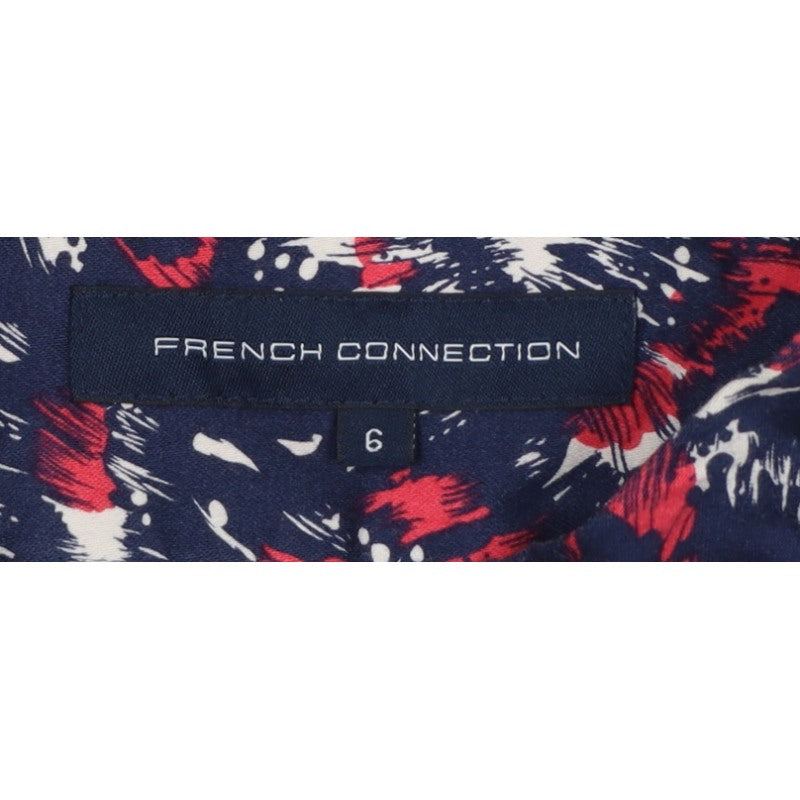 French Connection Women Blue Red UK 6 Floral Pencil Mini Skirt Zip