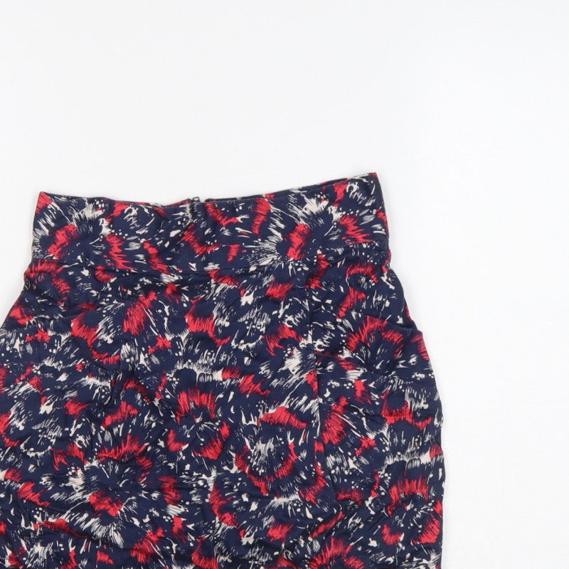 French Connection Women Blue Red UK 6 Floral Pencil Mini Skirt Zip