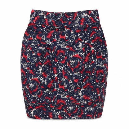 French Connection Women Blue Red UK 6 Floral Pencil Mini Skirt Zip