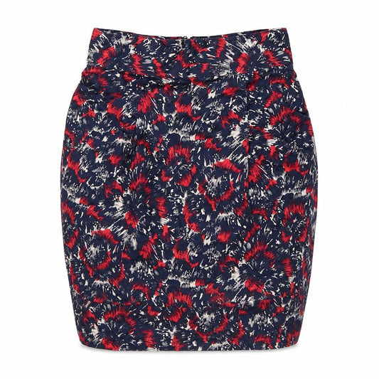French Connection Women Blue Red UK 6 Floral Pencil Mini Skirt Zip