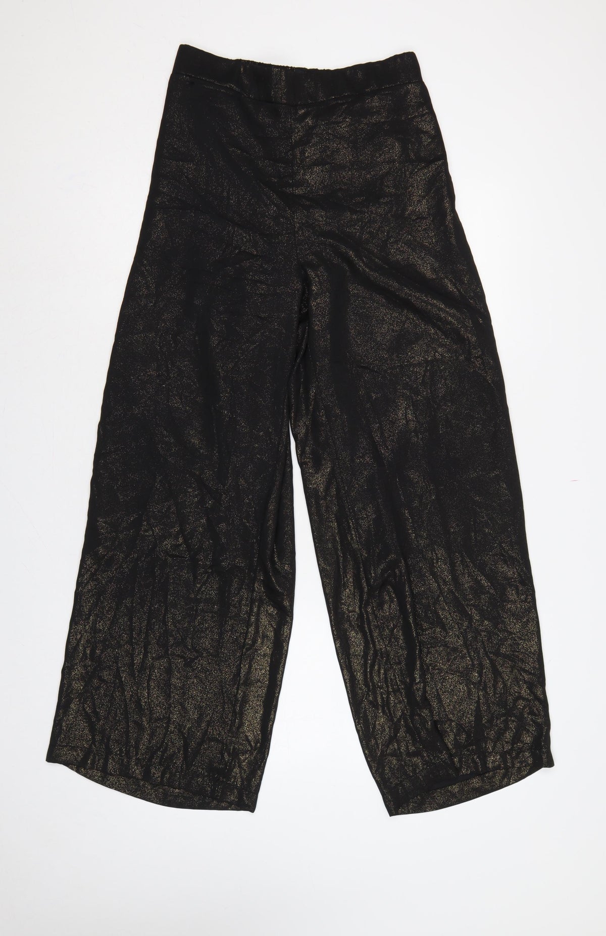 Next Women Black Gold Glitter Wide-Leg Trousers UK 12R Party