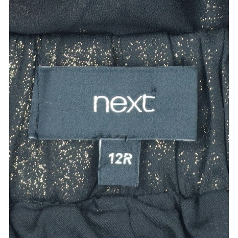 Next Women Black Gold Glitter Wide-Leg Trousers UK 12R Party