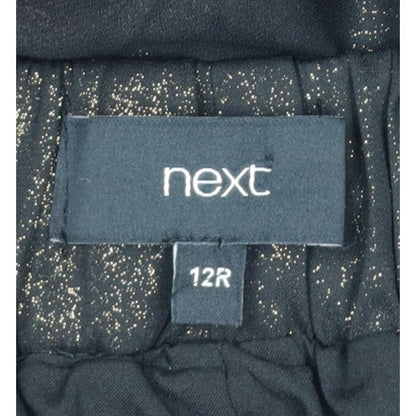Next Women Black Gold Glitter Wide-Leg Trousers UK 12R Party