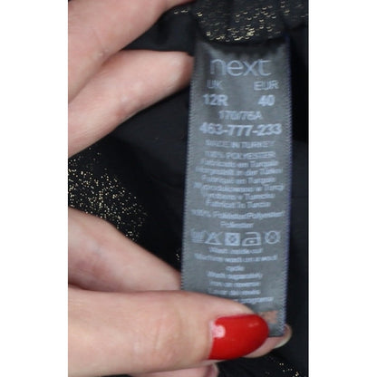 Next Women Black Gold Glitter Wide-Leg Trousers UK 12R Party