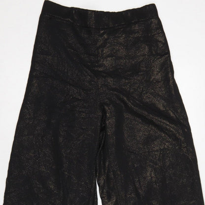Next Women Black Gold Glitter Wide-Leg Trousers UK 12R Party