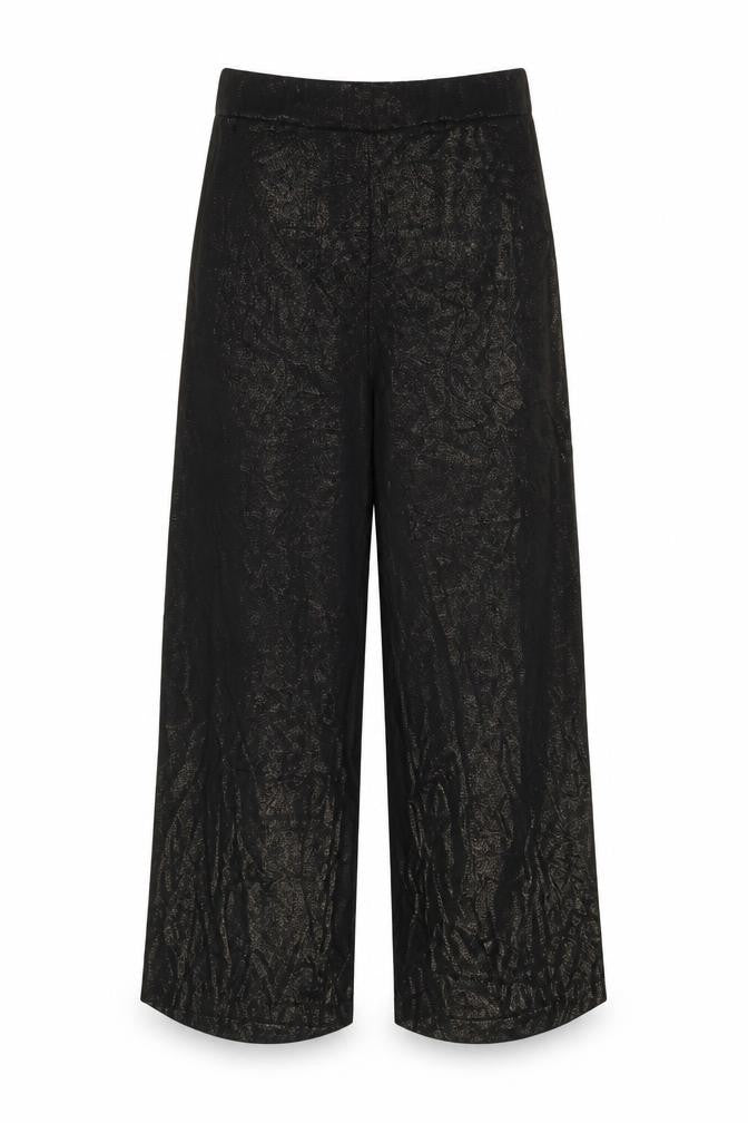 Next Women Black Gold Glitter Wide-Leg Trousers UK 12R Party