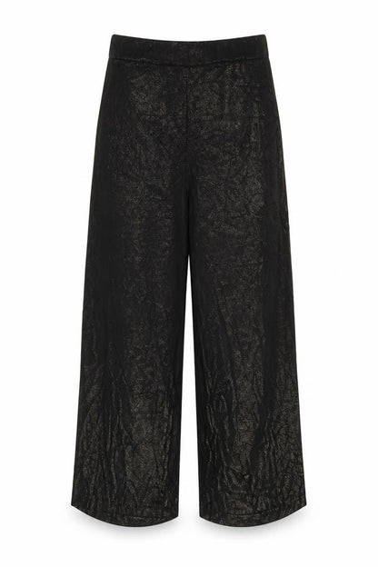 Next Women Black Gold Glitter Wide-Leg Trousers UK 12R Party