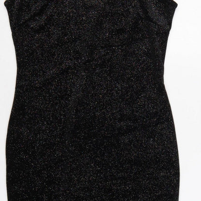 New Look Women Black UK 12 Bodycon Halter Glitter Party Dress