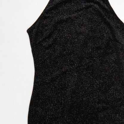 New Look Women Black UK 12 Bodycon Halter Glitter Party Dress