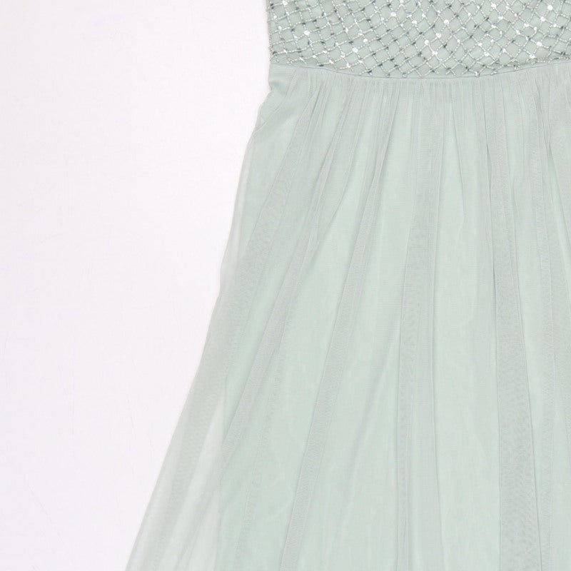 Monsoon Women’s Green UK 10 Beaded Sequin Chiffon Maxi Dress