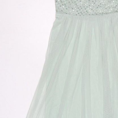 Monsoon Women’s Green UK 10 Beaded Sequin Chiffon Maxi Dress