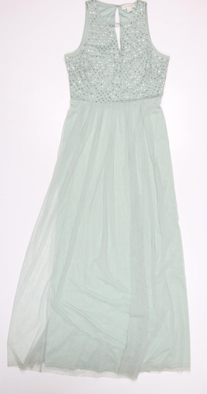 Monsoon Women’s Green UK 10 Beaded Sequin Chiffon Maxi Dress