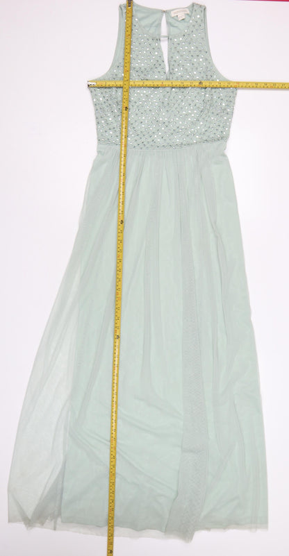 Monsoon Women’s Green UK 10 Beaded Sequin Chiffon Maxi Dress