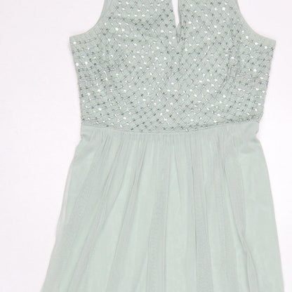 Monsoon Women’s Green UK 10 Beaded Sequin Chiffon Maxi Dress