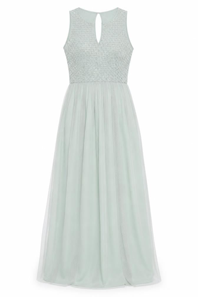 Monsoon Women’s Green UK 10 Beaded Sequin Chiffon Maxi Dress