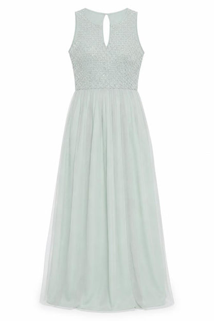 Monsoon Women’s Green UK 10 Beaded Sequin Chiffon Maxi Dress