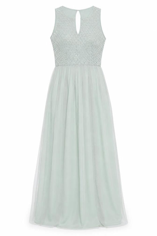 Monsoon Women’s Green UK 10 Beaded Sequin Chiffon Maxi Dress