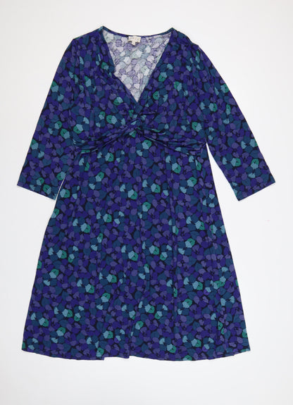 East Women’s Multicoloured Floral Wrap Dress Size 18 V-Neck Jersey