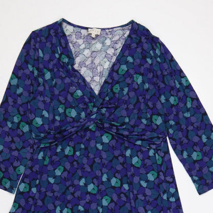East Women’s Multicoloured Floral Wrap Dress Size 18 V-Neck Jersey