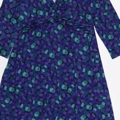 East Women’s Multicoloured Floral Wrap Dress Size 18 V-Neck Jersey