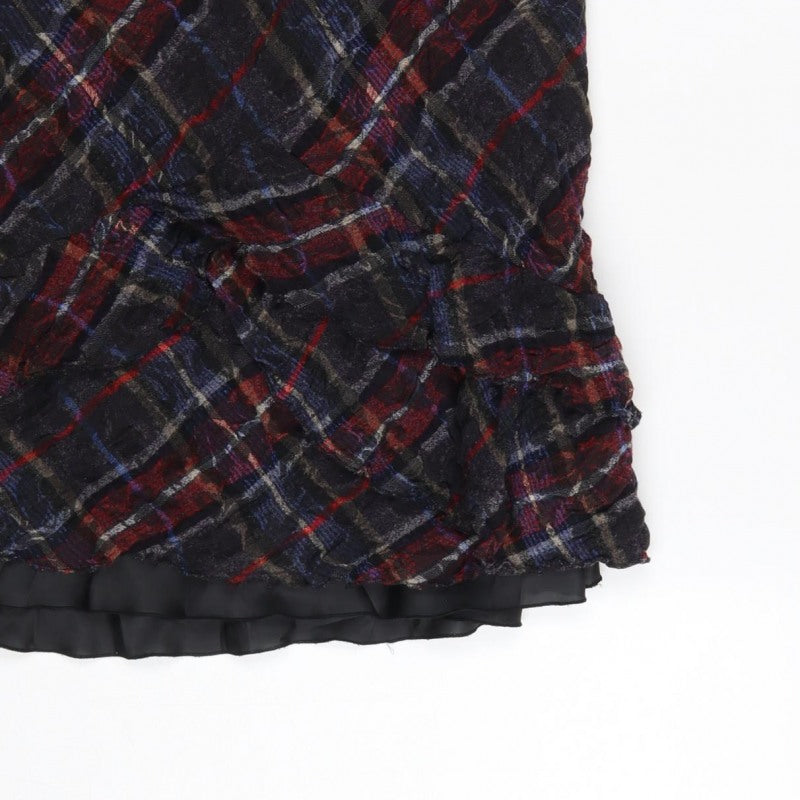 Per Una Women’s Multicoloured Plaid Ruffle Knee Skirt UK 12