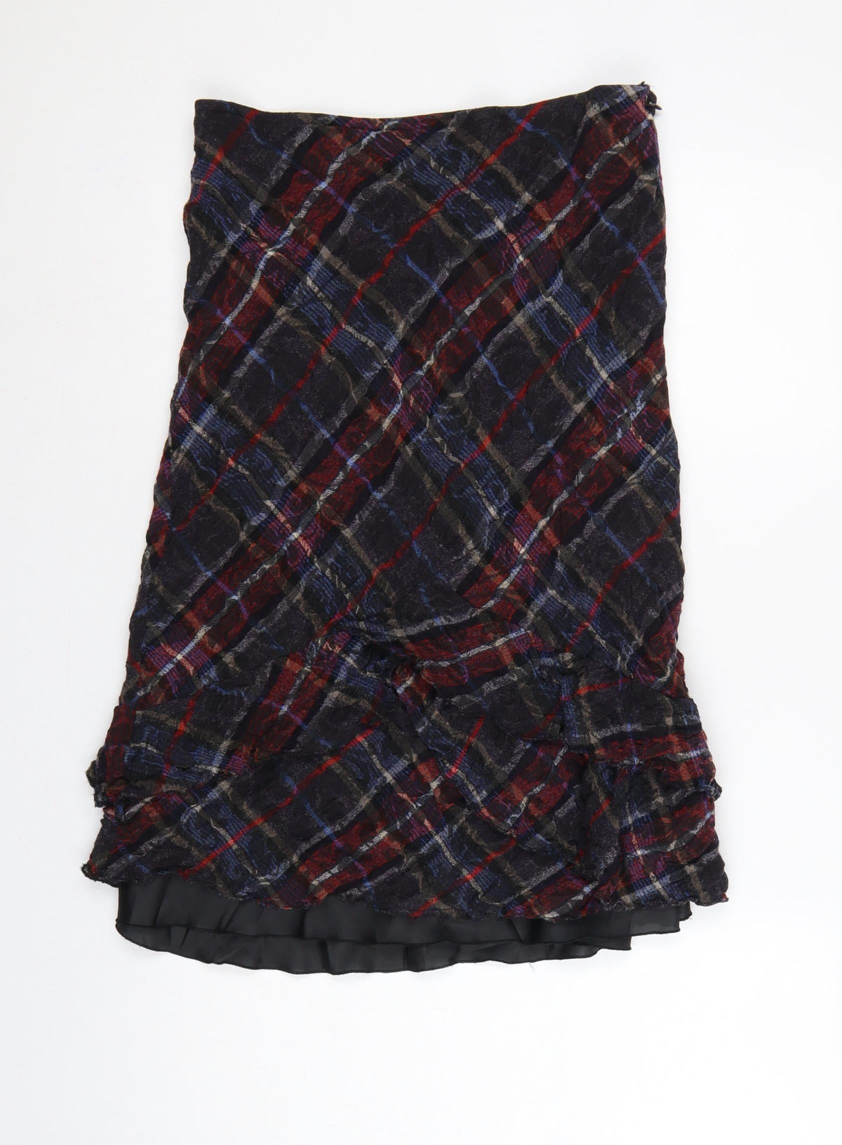 Per Una Women’s Multicoloured Plaid Ruffle Knee Skirt UK 12