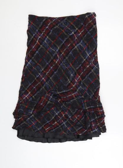 Per Una Women’s Multicoloured Plaid Ruffle Knee Skirt UK 12