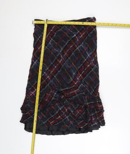 Per Una Women’s Multicoloured Plaid Ruffle Knee Skirt UK 12