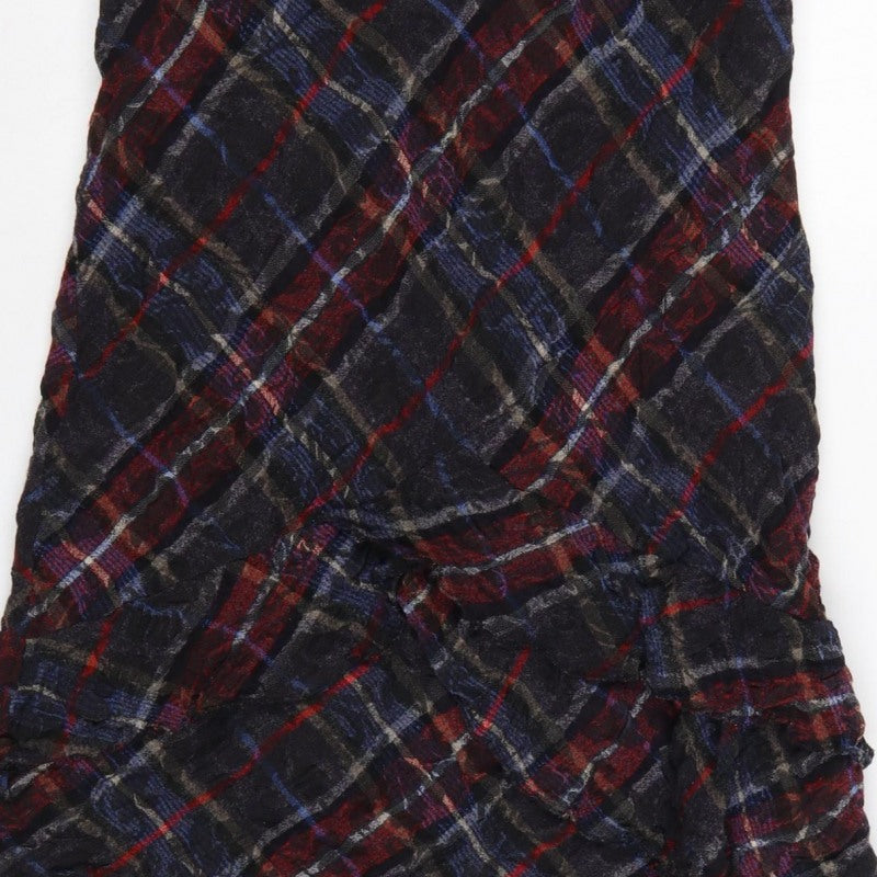 Per Una Women’s Multicoloured Plaid Ruffle Knee Skirt UK 12