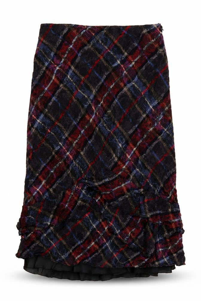 Per Una Women’s Multicoloured Plaid Ruffle Knee Skirt UK 12