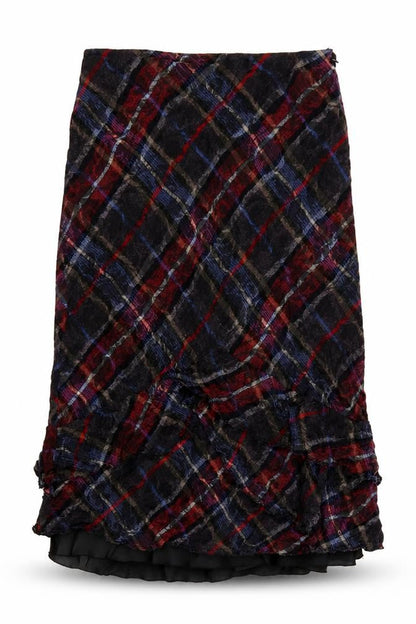 Per Una Women’s Multicoloured Plaid Ruffle Knee Skirt UK 12