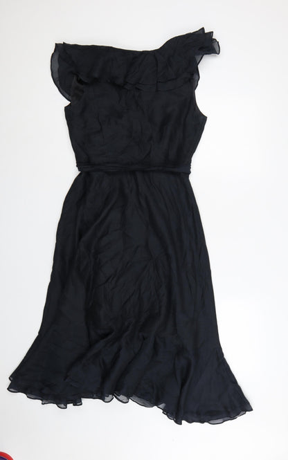 Coast Women Black UK 10 One Shoulder Ruffle Long Maxi Occasion Dress