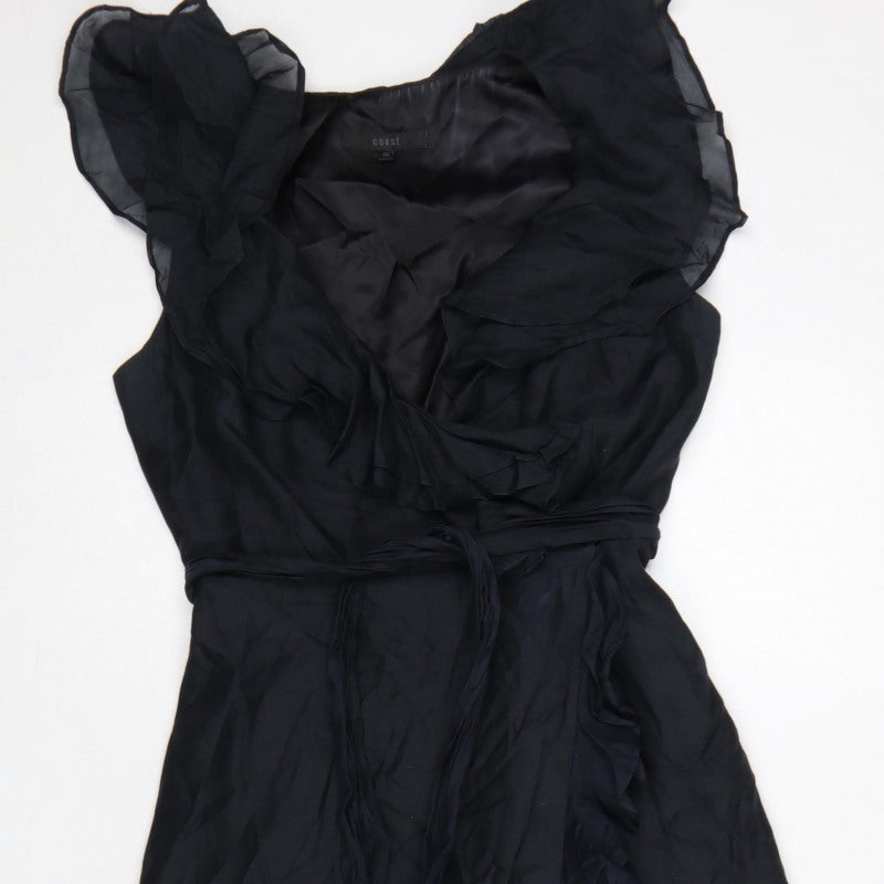 Coast Women Black UK 10 One Shoulder Ruffle Long Maxi Occasion Dress