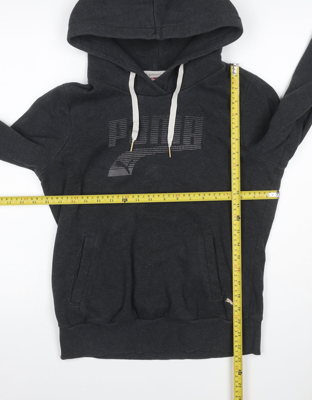 Puma Women’s Grey UK 12 Pullover Hoodie Logo Pockets