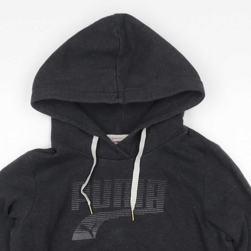 Puma Women’s Grey UK 12 Pullover Hoodie Logo Pockets