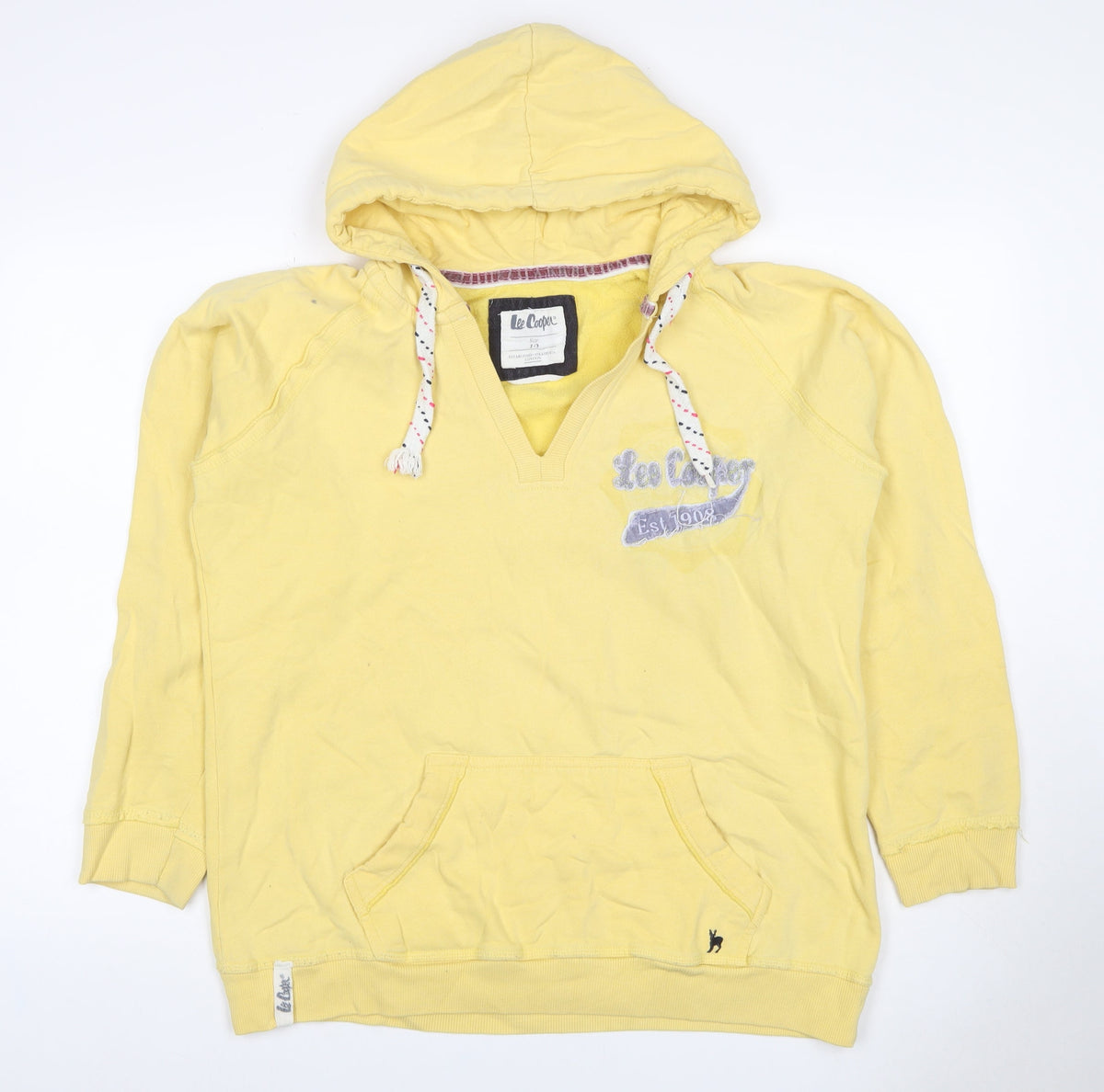 Lee Cooper Women’s Yellow Size 12 Pullover Hoodie Logo Pocket