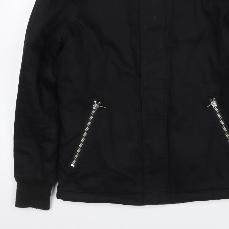 River Island Men's Black S Basic Padded Jacket Teddy Collar