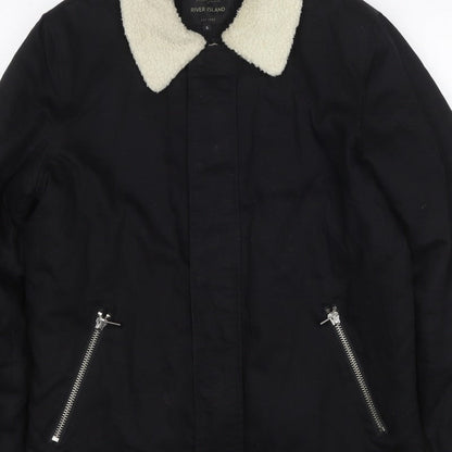 River Island Men's Black S Basic Padded Jacket Teddy Collar
