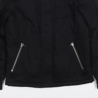 River Island Men's Black S Basic Padded Jacket Teddy Collar