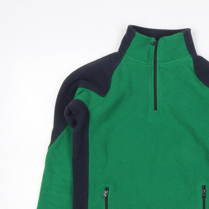 GAP Teens Green Black Fleece Quarter Zip Pullover Sweatshirt Size 10